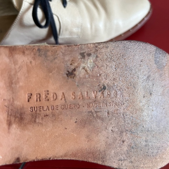 Freda Salvador Wit D’orsay Cream leather Loafers 7.5 - Picture 6 of 14